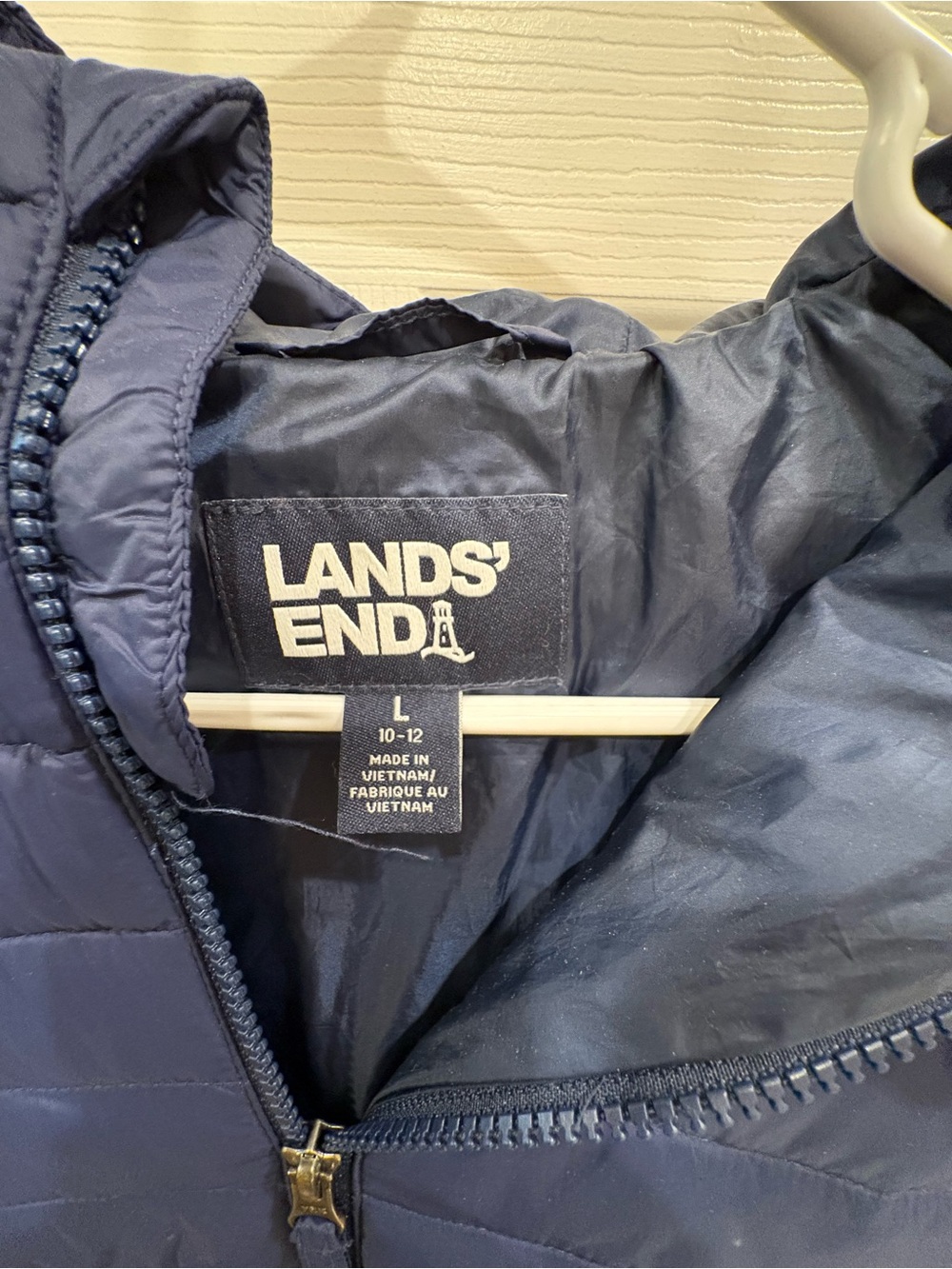 Lands' End Kids Navy Quilted Packable Puffer Jacket - Picture 2 of 3